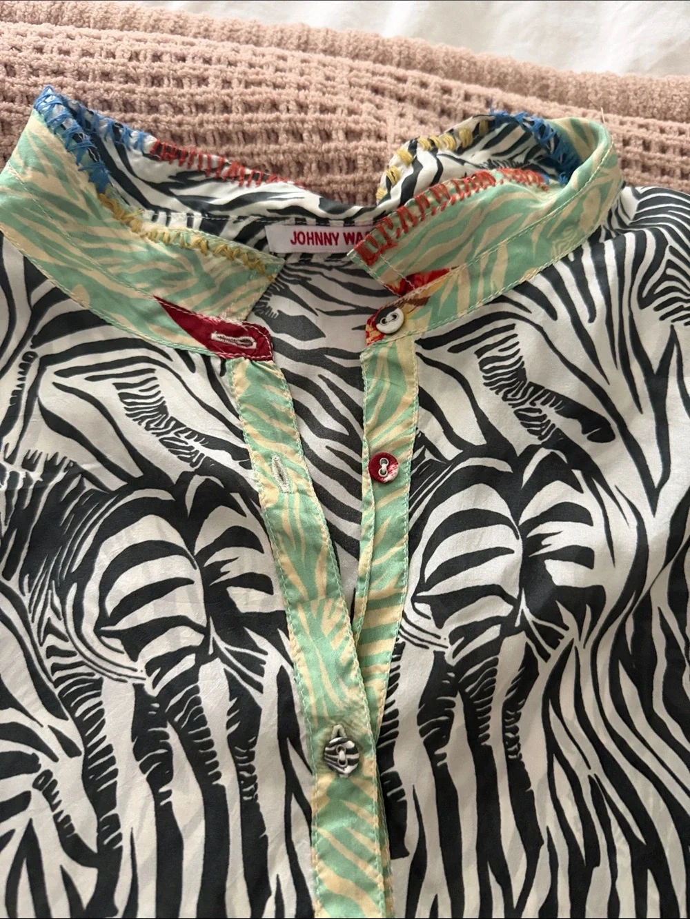 Johnny Was Zebra Print Button-Down Top - Picture 3 of 8